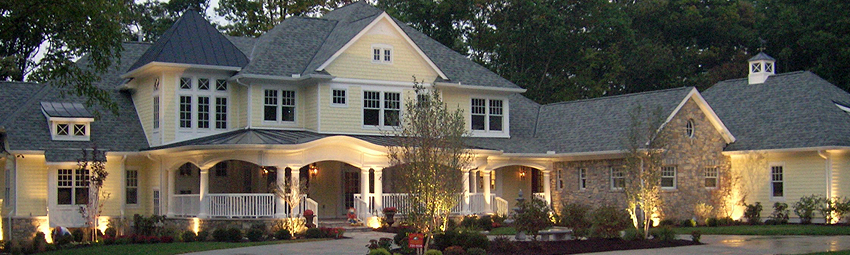 lighting on large yellow home